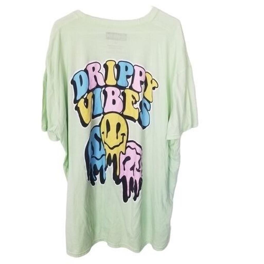 Drippy Vibes Mens Graphic Tee Size 4X Melting Smiley Face Graphic T-Shirt Casual